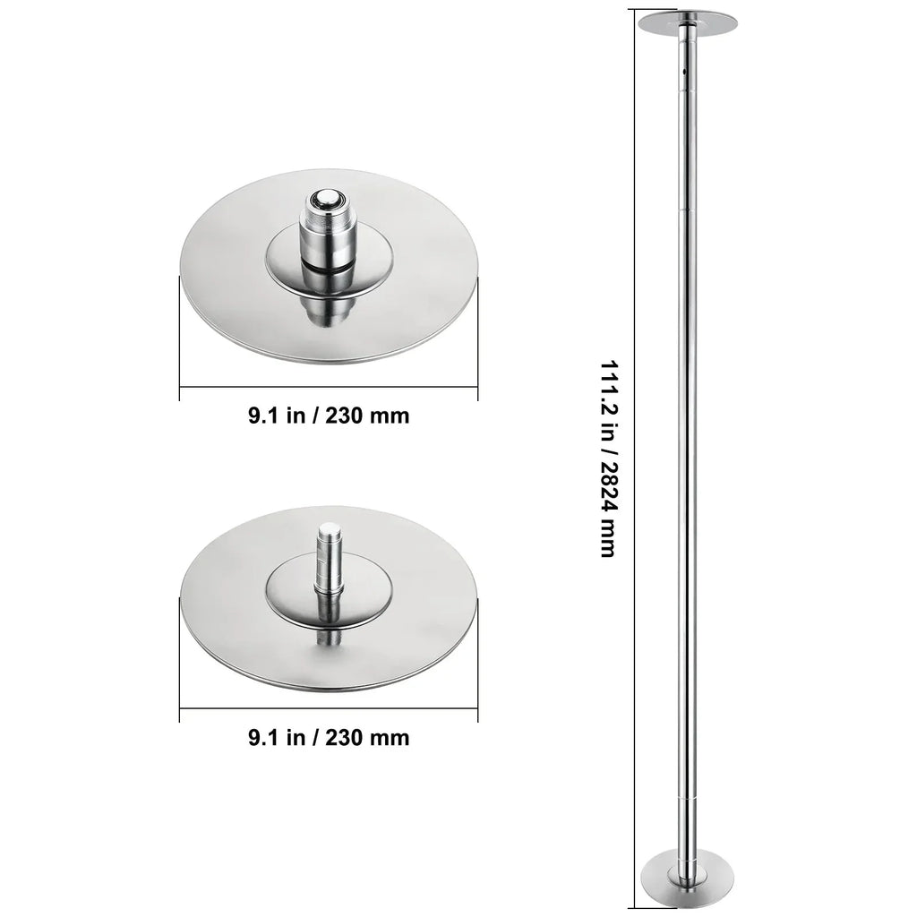 KFFKFF Dance Pole Set, 45mm Stainless Steel, Silver - HM-590S