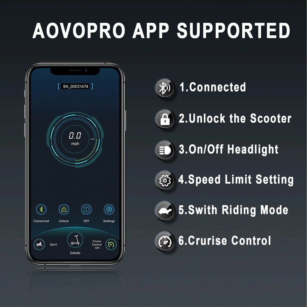 AOVOPRO Foldable Electric Scooter For Adults, 350W, 8.5 inch, 21 Miles Range - ES80