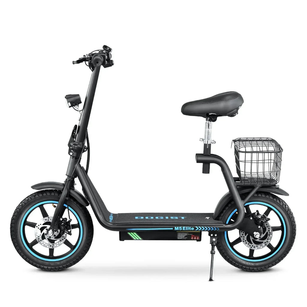 BOGIST Electric Scooter With Seat, 500W Motor, 25mph, 45km Range, 48V 13Ah, Blue - M5 Elite