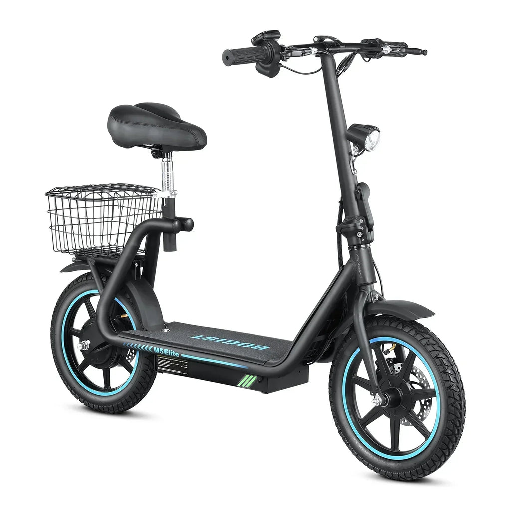 BOGIST Electric Scooter With Seat, 500W Motor, 25mph, 45km Range, 48V 13Ah, Blue - M5 Elite