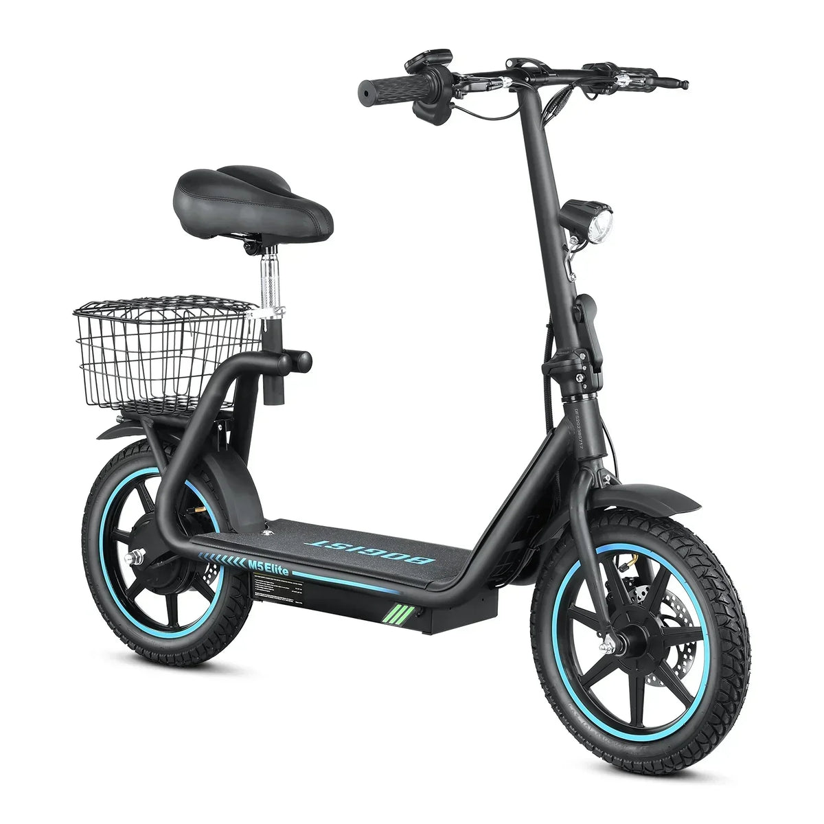 BOGIST Electric Scooter With Seat, 500W Motor, 25mph, 45km Range, 48V 13Ah, Blue - M5 Elite