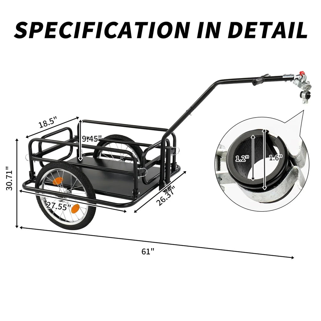 Ktaxon Two-Wheel Bicycle Cargo Trailer, Black, 16 in Inflatable Wheels