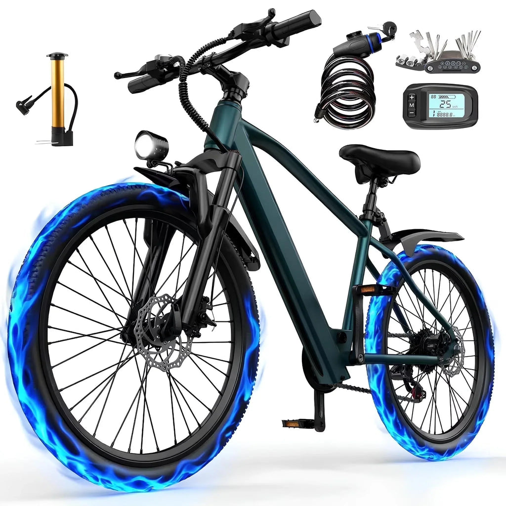 26 in Adult Electric Bike, 400W Motor, 25 MPH Top Speed, 40 Miles Range