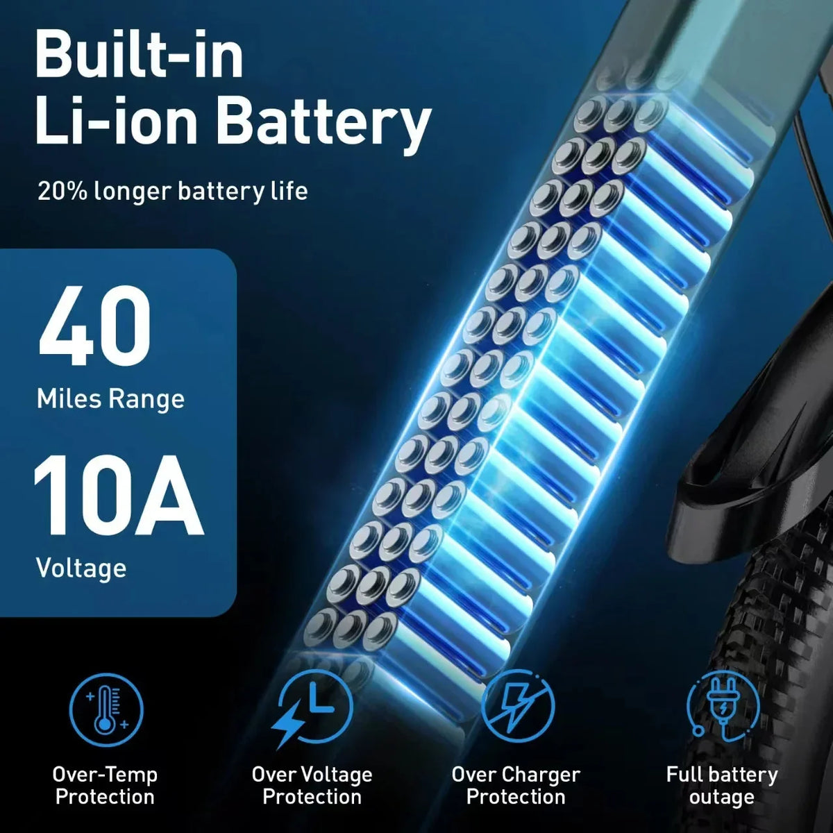 26 in Adult Electric Bike, 400W Motor, 25 MPH Top Speed, 40 Miles Range