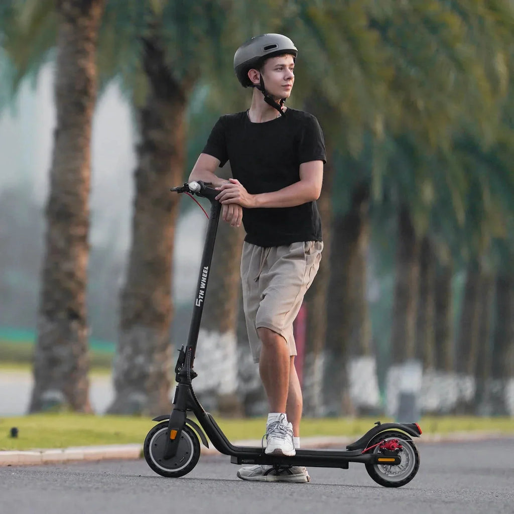 5TH WHEEL Electric Scooter With Turn Signals, 300W, 8.5 in Solid Tires, 18 mph, 12 Miles, Black - W16S
