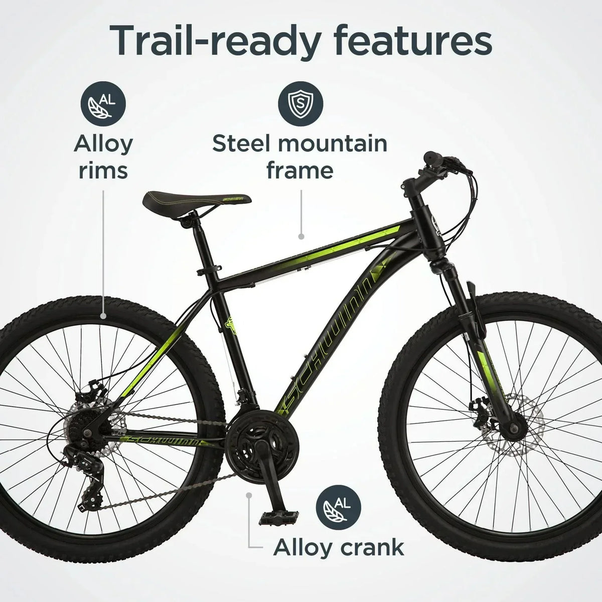 Schwinn Sidewinder Mountain Bike, 26-Inch Wheels, 21 Speeds, Black, Mens Style - S2792WMDS