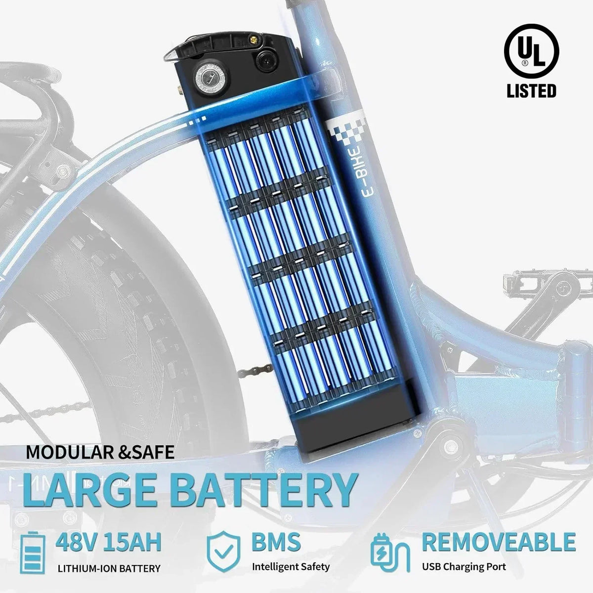 Electric Bike For Adults 750W 48V 15Ah Removable Battery 20x4 Fat Tire Folding - MN-20