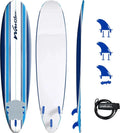 8ft Soft Top Foam Surfboard, EPS Core, 3 Stringers, Wax-Free Longboard, 200lb Capacity