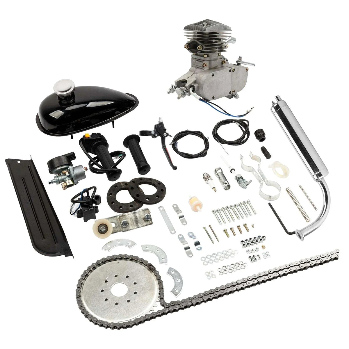 Zimtown 80cc 2 Stroke Engine Bike Motor Kit For 26in Bicycles - Silver White