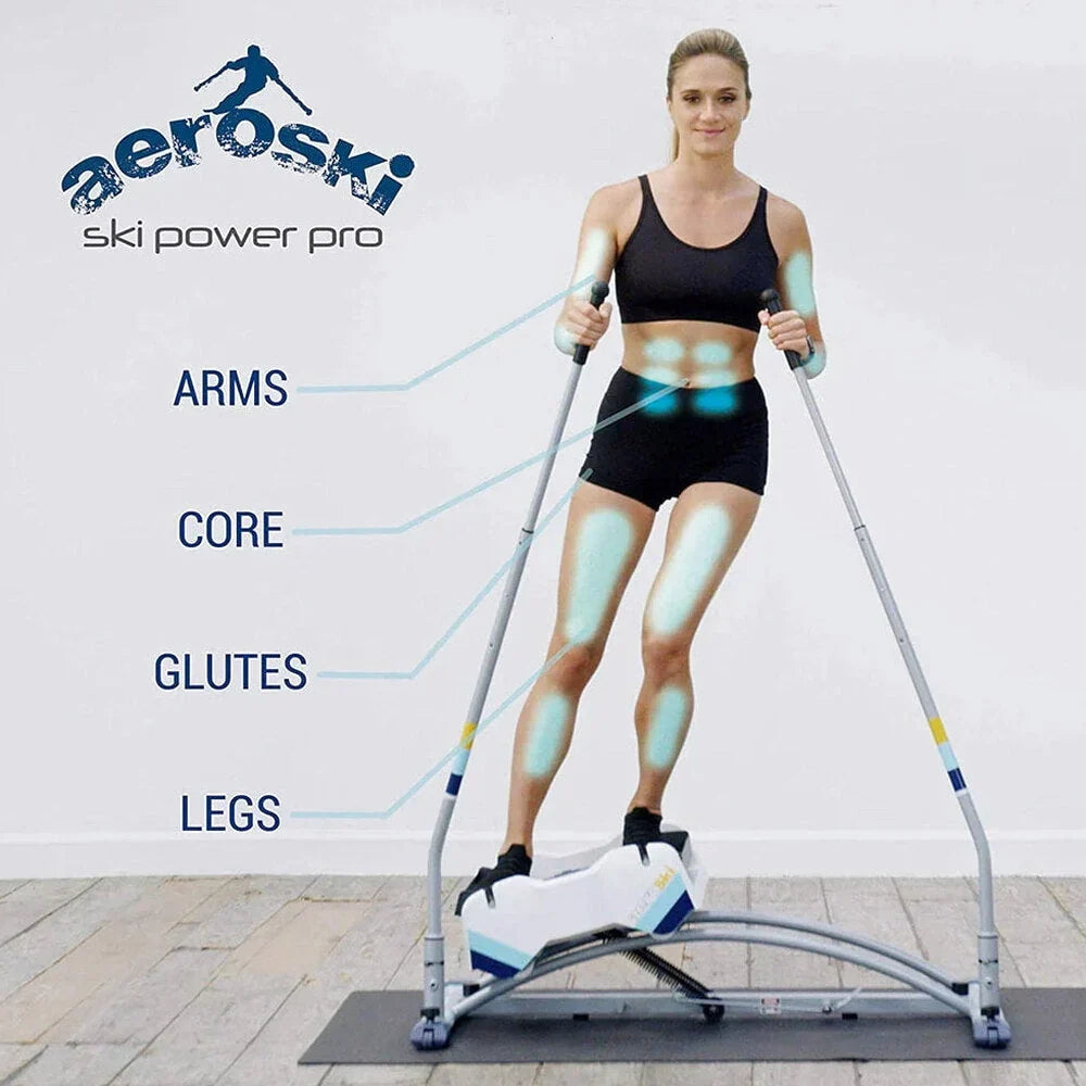Aeroski Ski Fitness Workout Machine With Recoil Spring Resistance, Gray - 2.0