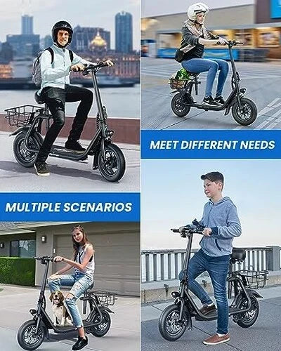 URBANMAX C1 Electric Scooter With Seat, 450W Motor, 22 Mile Range, 12 Inch Tires, Black