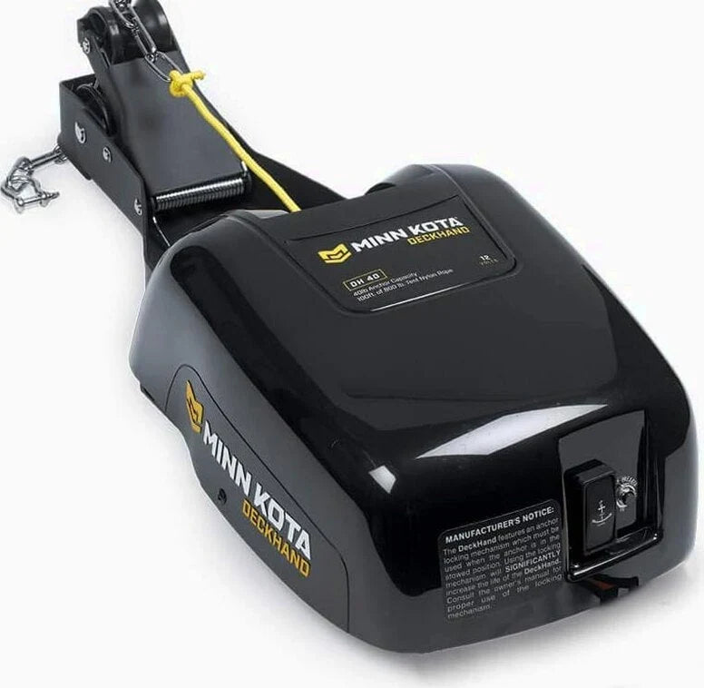 Minn Kota Deckhand 40 Electric Anchor Winch - 40 lb Capacity, 100 ft Nylon Rope, Horizontal Davit