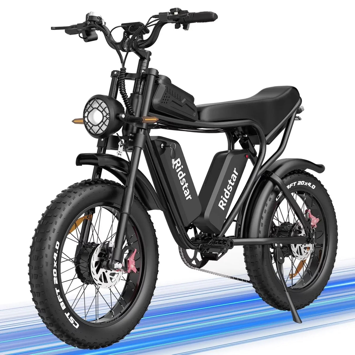 1500W Electric Mountain Bike 48V 20Ah, 20 inch Fat Tires, Shimano 7-Speed, Full Suspension - q20-1500w