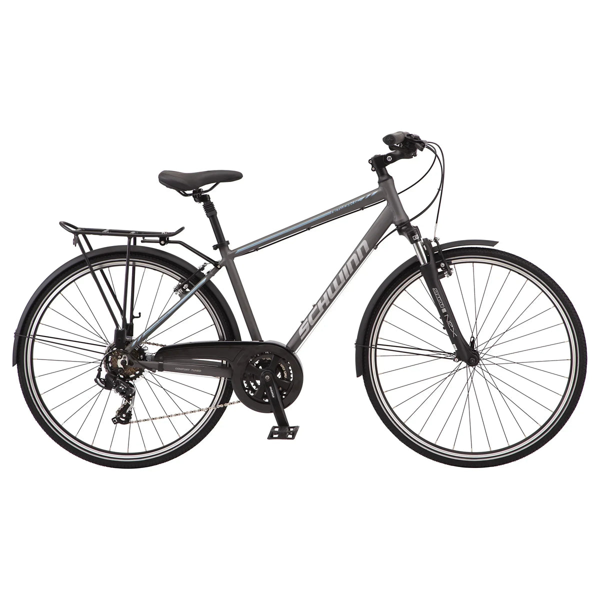 Schwinn Network 6c Hybrid Bike, 21 Speeds, Large 19.5 in Men's Style Frame, 700c Wheels, Grey