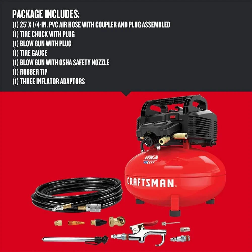 6 Gallon Oil-Free Pancake Air Compressor Kit - 150 PSI