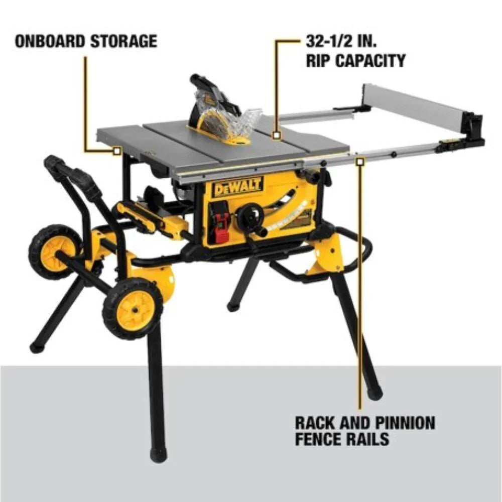 DEWALT 15 Amp Corded 10 in. Jobsite Table Saw With Rolling Stand - DWE7491RS
