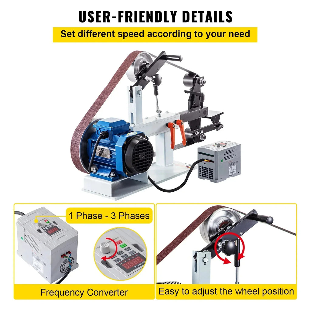 KFFKFF Metalworking Belt Sander Grinder, 1500W 2HP, 2 x 82 in, 3-in-1