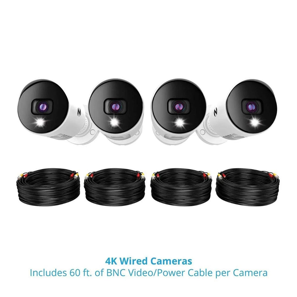 Night Owl 4 Channel 4K Bluetooth DVR With 1TB Hard Drive And 4 Wired 4K Spotlight Cameras