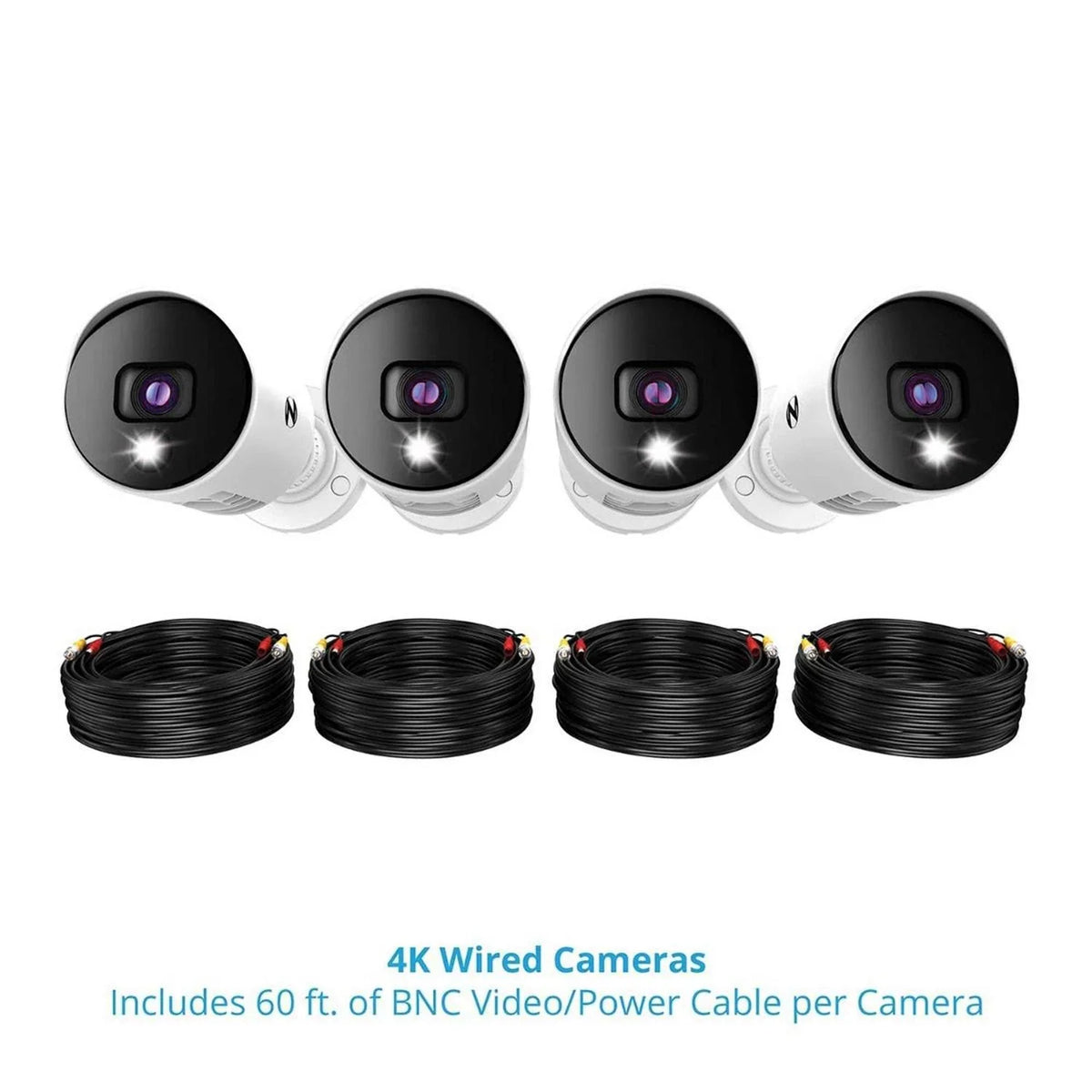 Night Owl 4 Channel 4K Bluetooth DVR With 1TB Hard Drive And 4 Wired 4K Spotlight Cameras