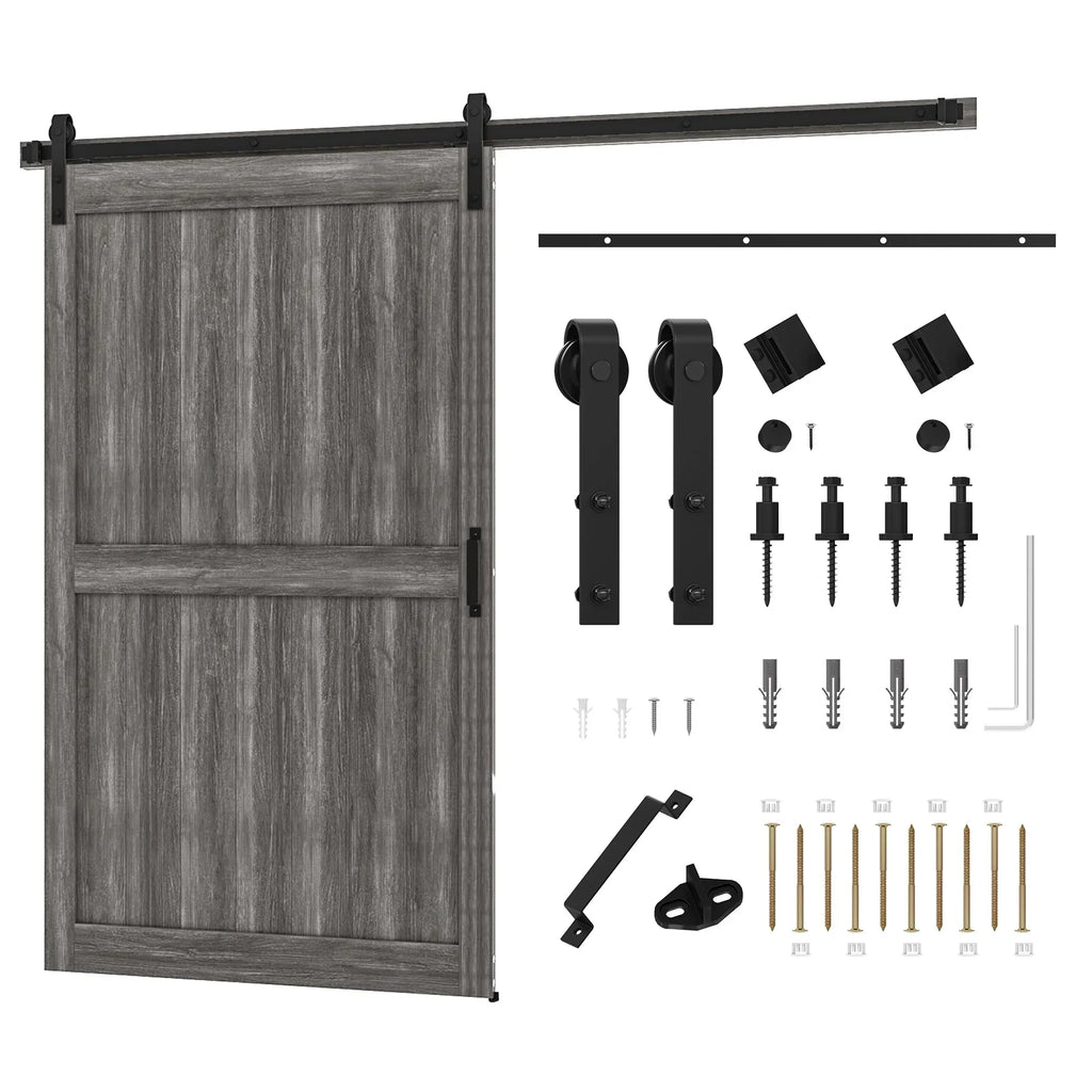 Uforic Sliding Barn Door With Hardware Kit, 48 x 84 in, Gray