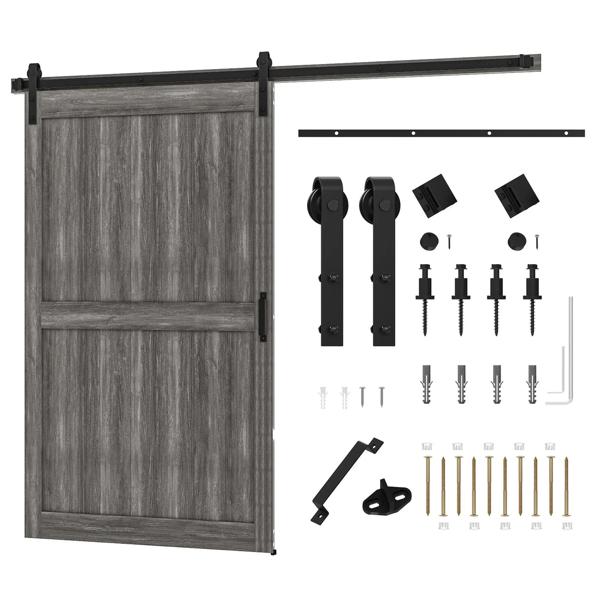 Uforic Sliding Barn Door With Hardware Kit, 48 x 84 in, Gray