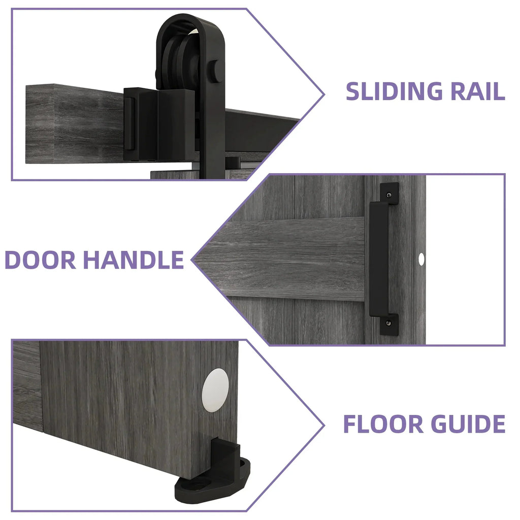 Uforic Sliding Barn Door With Hardware Kit, 48 x 84 in, Gray