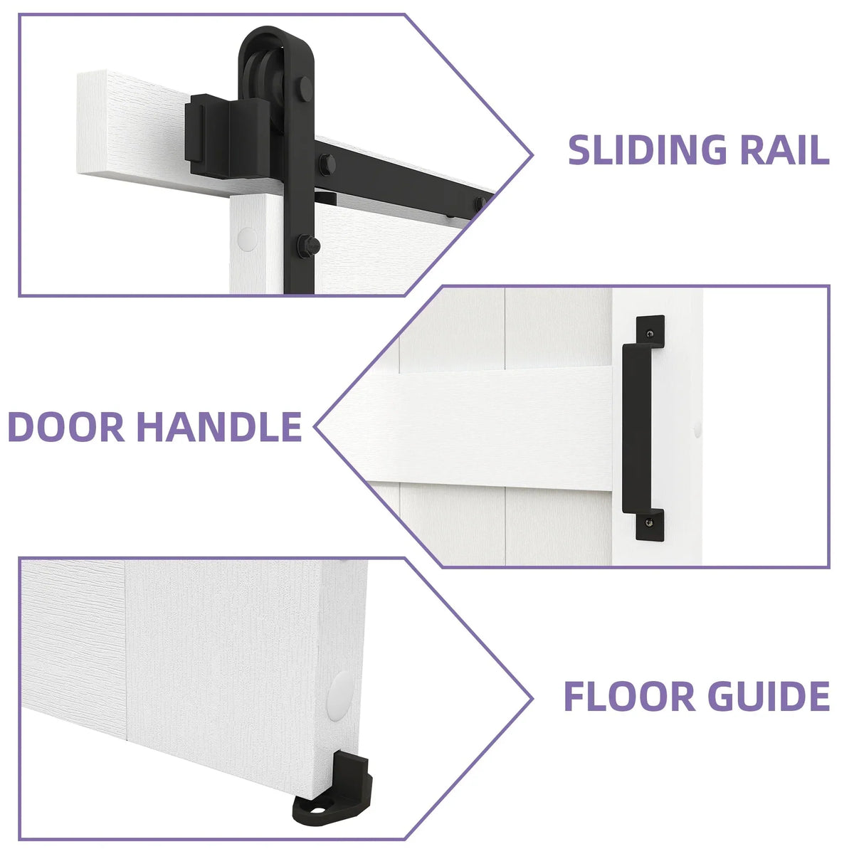 Uforic Sliding Barn Door With Hardware Kit, 48 x 84 in, Gray