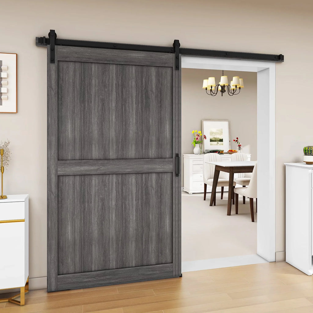 Uforic Sliding Barn Door With Hardware Kit, 48 x 84 in, Gray