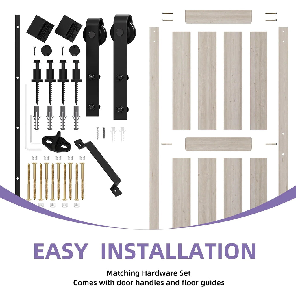 Uforic Sliding Barn Door With Hardware Kit, 48 x 84 in, Gray