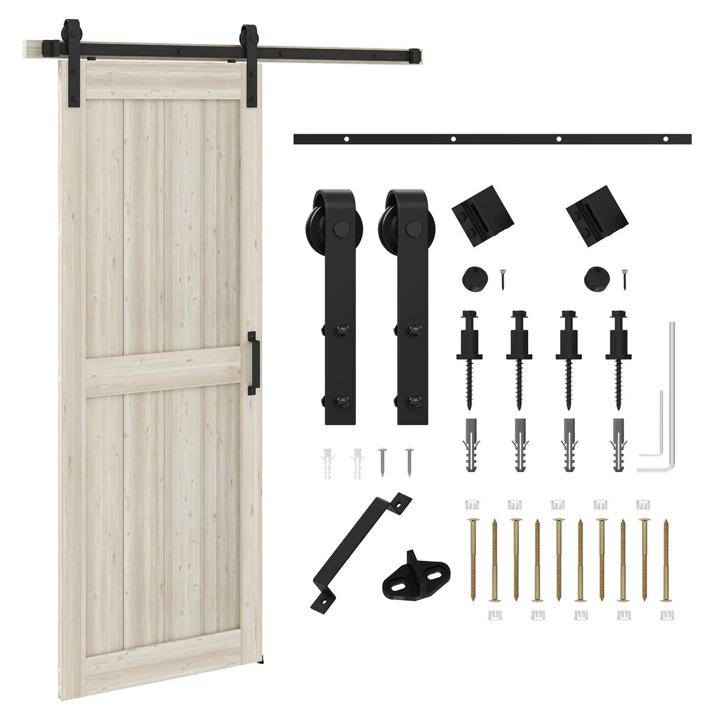 Uforic Sliding Barn Door With Hardware Kit, 48 x 84 in, Gray