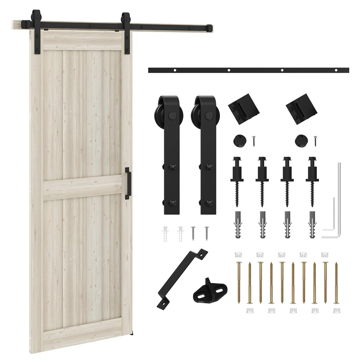 Uforic Sliding Barn Door With Hardware Kit, 48 x 84 in, Gray