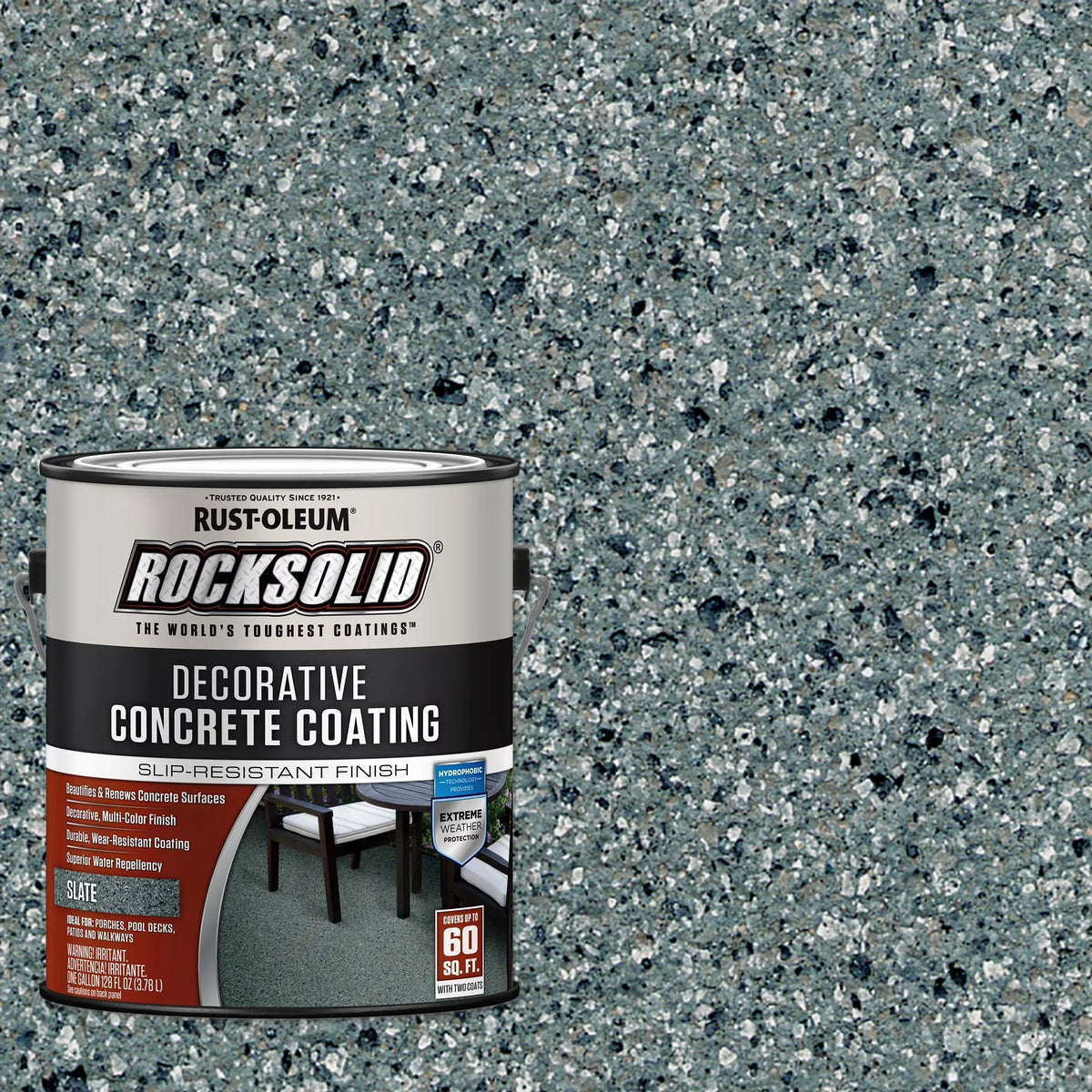 Rust-Oleum RockSolid Decorative Concrete Solid Stain, Slate, Matte, 2 Pack, Gallon - 306267