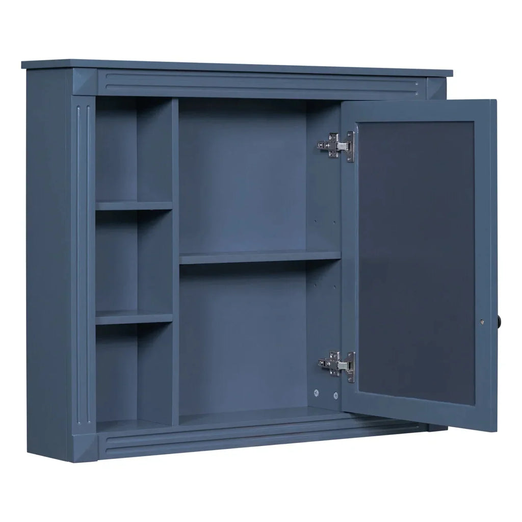 36'' Bathroom Vanity Set With Ceramic Sink Top, Mirror Cabinet, 2 Doors And 2 Drawers - Gray