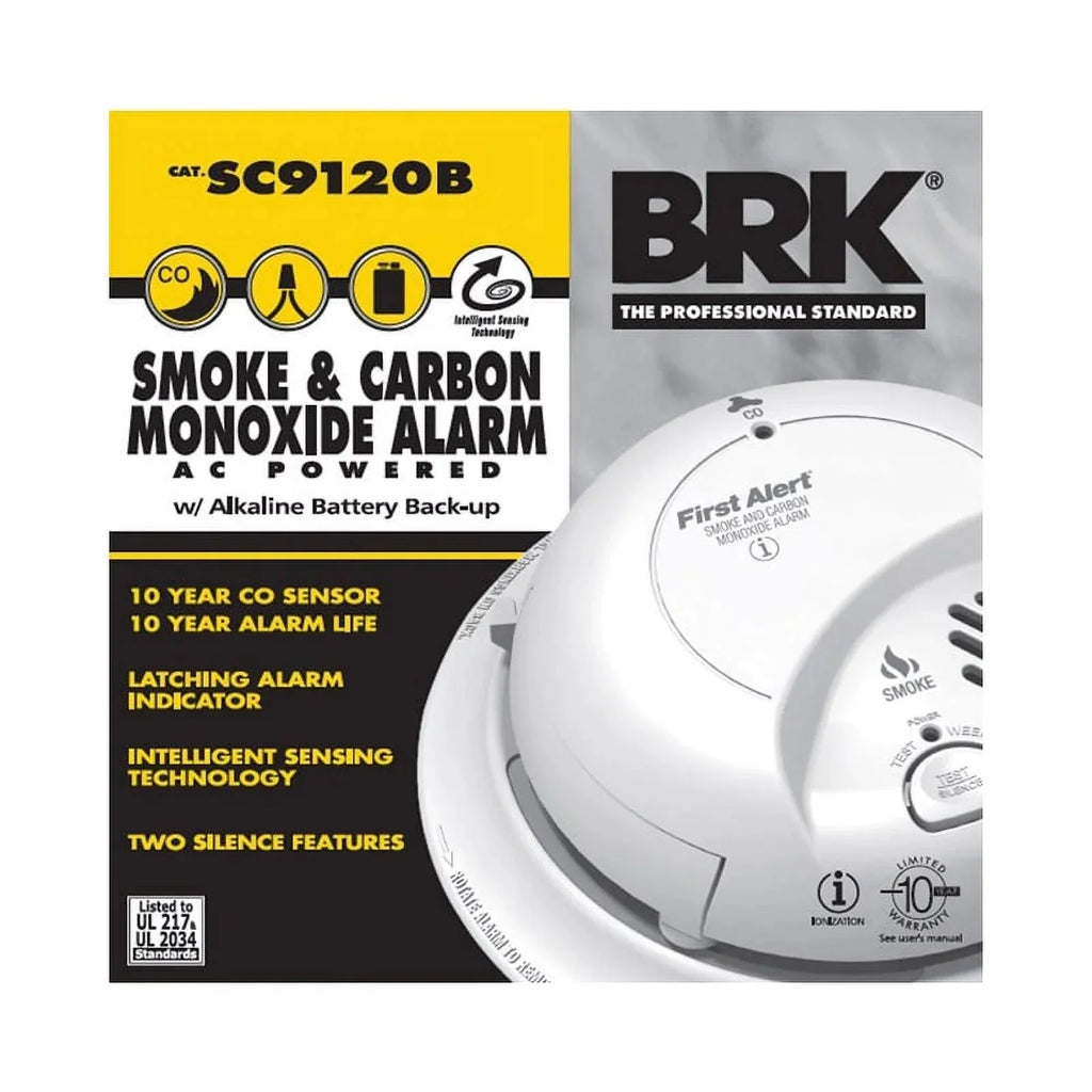 BRK Hardwired Smoke And Carbon Monoxide Detector 2 Pack With 9-Volt Battery Backup - 2X-SC9120B