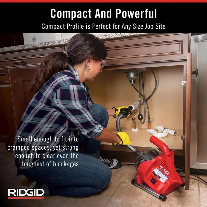RIDGID PowerClear Drain Cleaning Machine Kit, 120V, 30 ft Inner Core Cable - 55808