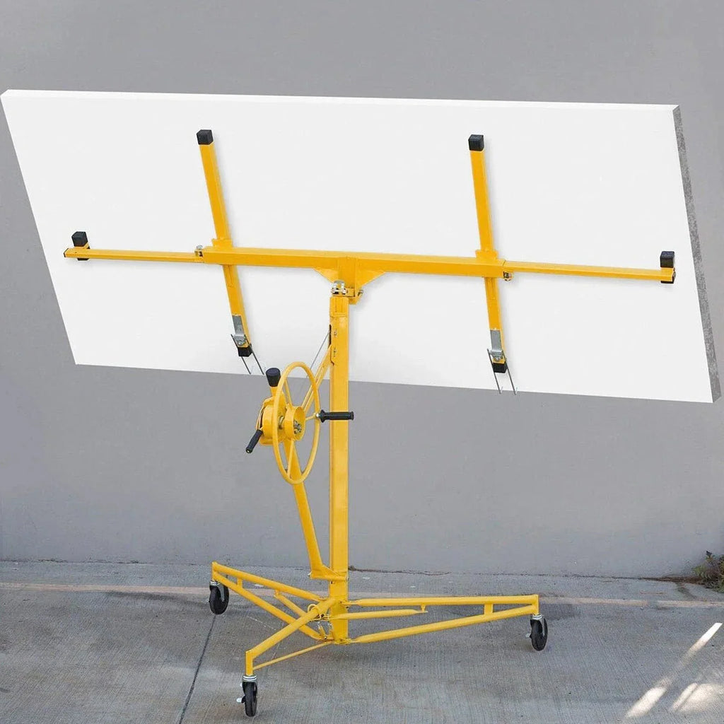 Stark USA Drywall Lift 11' Yellow Rolling Sheetrock Panel Hoist Jack - 65044