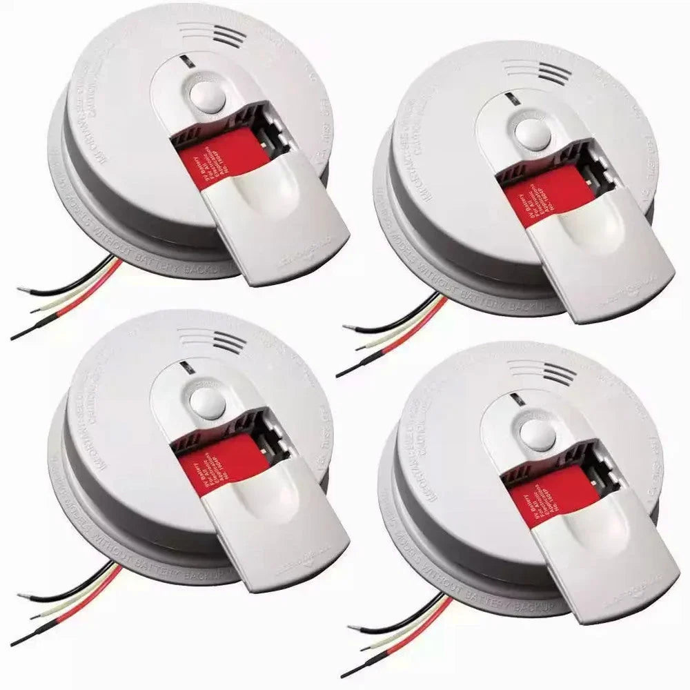 Kidde Firex Hardwired Ionization Smoke Detectors With Battery Backup, 4-Pack - i4618