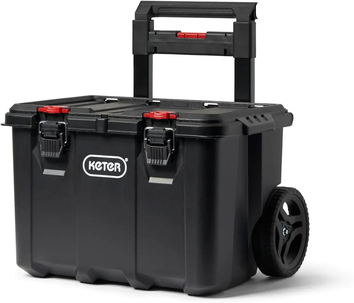 Keter Rolling Tool Box System, 3 Piece, Black/Red - 3 Piece Resin Modular Toolbox System