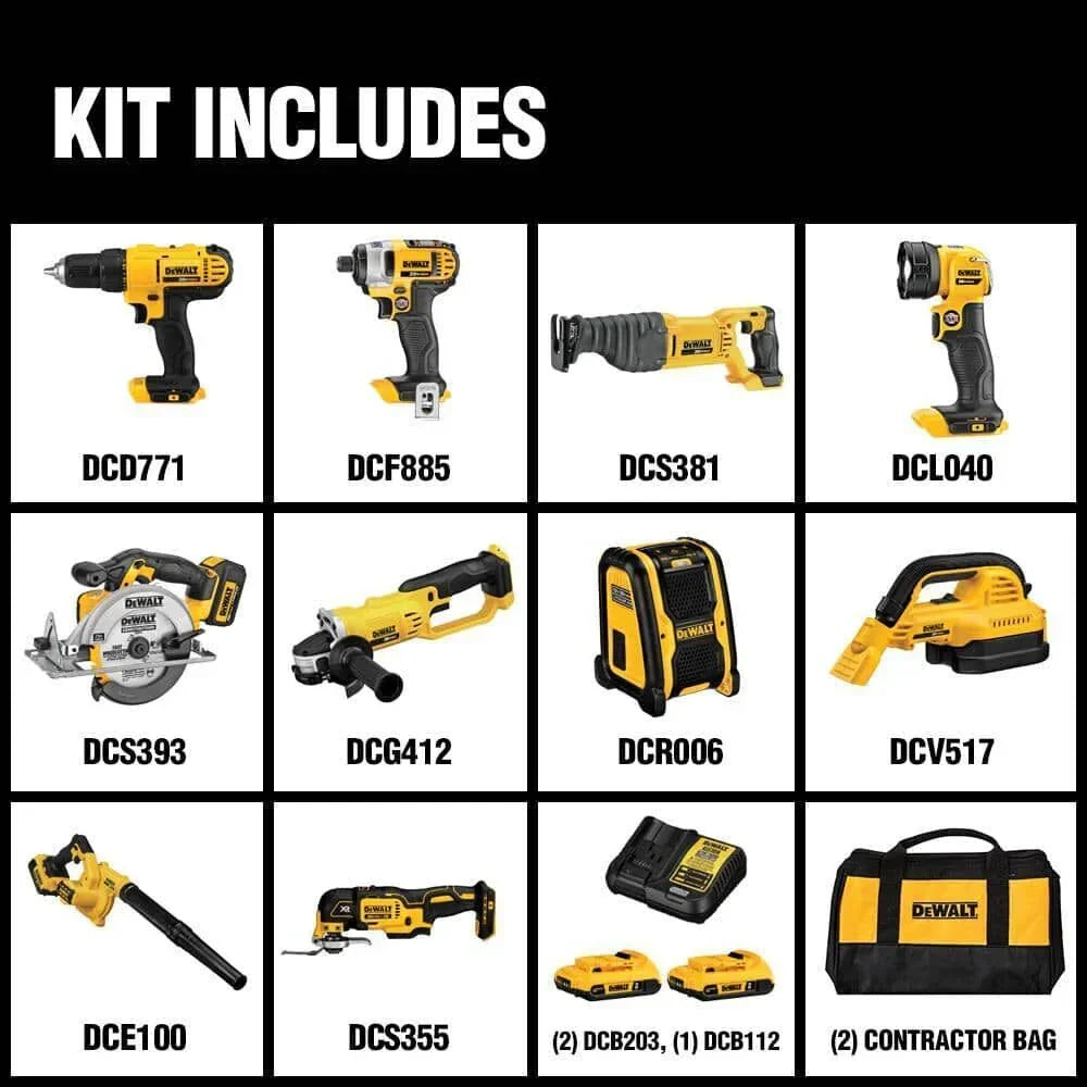 DeWalt 20V MAX 10-Tool Combo Kit With Batteries & Charger - DCK1020D2