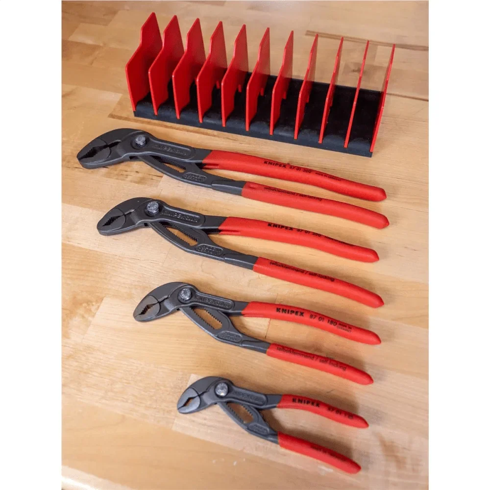 KNIPEX Cobra Pliers Set, 4-Piece With 10-Piece Tool Holder - 87 01 125, 87 01 180, 87 01 250, 87 01 300