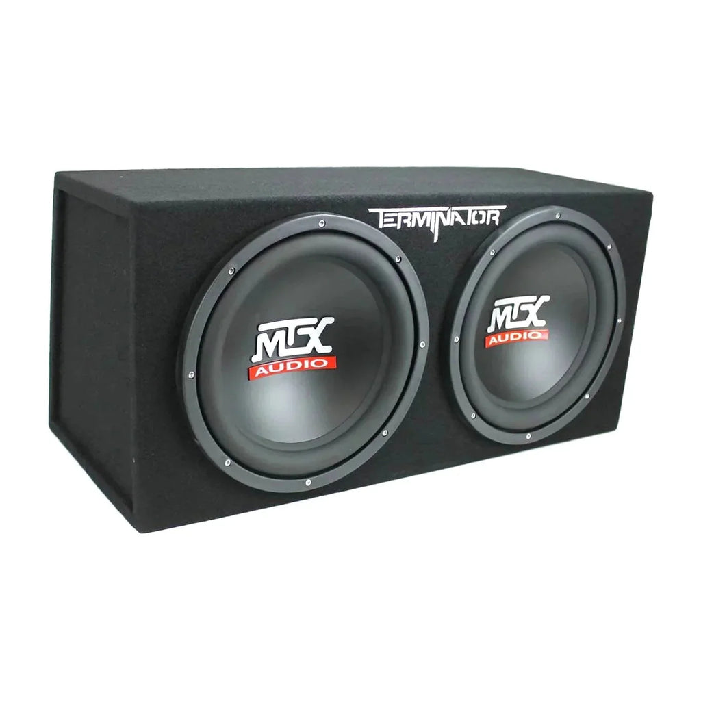 MTX TNE212D 12-Inch Subwoofer Enclosures 2-Pack With Planet Audio AC1500.1 Amplifiers 2-Pack And Soundstorm AKS8 Amp Wire Kit