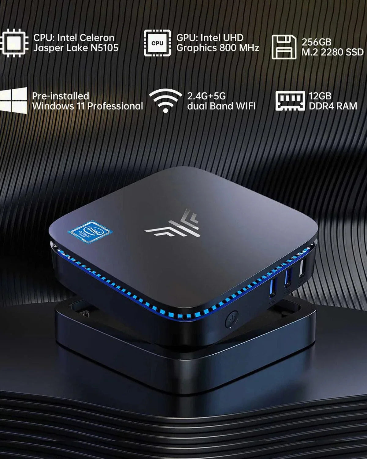 Kamrui Mini PC AK1 Pro 12GB RAM 256GB SSD